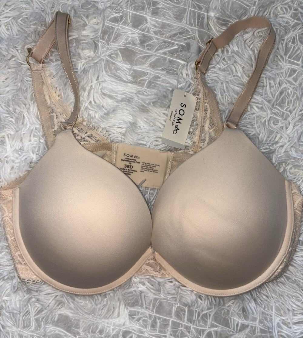 Soma “Embraceable Enchanting Lace Push Up” 36D Bra. New W/tags